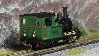 BEMO 1292 527 - BVZ HG 2/3 7 Breithorn Dampflokomotive mit Zahnradantrieb, schwarz/grün - Metal Collection