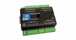 ESU 50095 - ECoSDetector Output Extension Erweiterungsmodul. Anschlussmöglichkeit für 32 Glühlämpchen/LEDs für Gleisbildstellpultausleuchtung oder Blocksignale