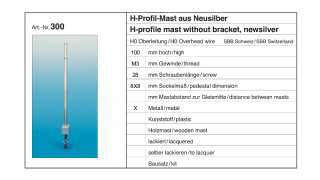 SOMMERFELDT 300 - H-Profilmast ohne Ausleger L=98 mm, Neusilber