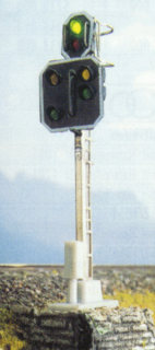 BEMO 4171 800 - RhB Lichthauptsignal (2 LED) mit Vorsignal (4 LED), grau/schwarz