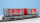BEMO 2291 120 - RhB R-w 8210 ACTS-Tragwagen mit Klapprungen 4-achsig, grau - Beladung Abrollmulden "Bündner Güterbahn" (Apfel und Hafen)
