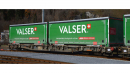 BEMO 2291 174 - RhB R-w 8384 ACTS-Tragwagen mit Klapprungen 4-achsig, grau - Beladung Container "VALSER"