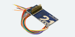 ESU 51957 - Adapterplatine 21MTC für 8 verstärkte Ausgänge, Lötkontakten und angelöteten Kabeln
