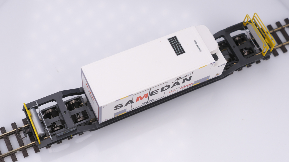 BEMO 2289 114 RhB Sbv 7727 Containertragwagen 4achsig, dunkelgrau