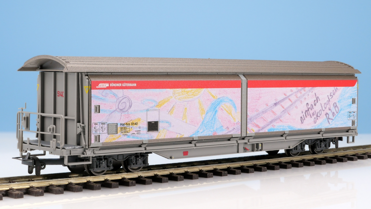 BEMO 2288 100 - RhB Hai-tvz 5140 Schiebewandwagen 4-achsig, bunt