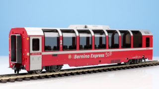 BEMO 3294 154 - RhB Bp 2504 Panoramawagen 4-achsig 2. Klasse, neurot "Bernina Express 50 Jahre" BEX