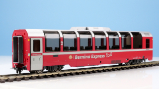BEMO 3294 155 - RhB Bp 2505 Panoramawagen 4-achsig 2. Klasse, neurot "Bernina Express 50 Jahre" BEX