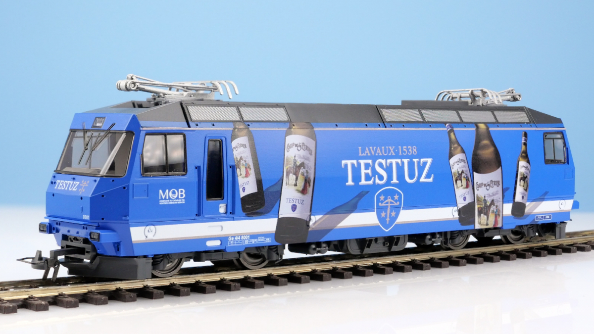 Testuz BEMO 1259 331 - MOB Ge 4/4 8001 Elektrolokomotive, blau/bunt