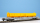 BEMO 2281 105 - RhB Rp-w 8355 Flachwagen 4-achsig, hellgrau - Ladegut 2 Mulden gelb "Vereina-Aushubwagen"