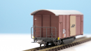 BEMO 2282 159 - RhB D2 4079 gedeckter Güterwagen 2-achsig, braun - Schienenreinigungswagen