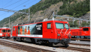 BEMO 1362 563 - MGB HGe 4/4 II 3 "Dom" Elektrolokomotive mit Zahnradantrieb, rot/weiss "Mitarbeiter" DIGITAL mit SOUND