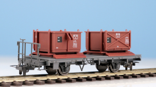 BEMO 2258 101 - RhB Lbk 8641 Kiestransportwagen 2-achsig, grau/braun
