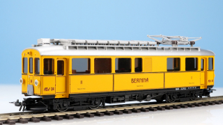 BEMO 1268 184 - RhB ABe 4/4 I 34 Elektrotriebwagen Berninabahn 1./2. Klasse, gelb - Nostalgietriebwagen