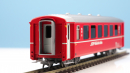 BEMO 3255 150 - RhB B 2310 Personenwagen EW I verkürzt 4-achsig 2. Klasse, rot - Berninabahn