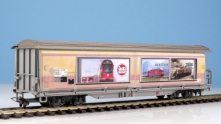 BEMO 2288 108 - RhB Haik-v 5130 Schiebewandwagen 4-achsig, braun/bunt - "Märklin/LGB" - Jahreswagen 2025