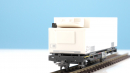 BEMO 2269 162- RhB Lb-v 7869 Containertragwagen 2-achsig, grau mit Kühlcontainer Y 11602 "VOLG", weiss